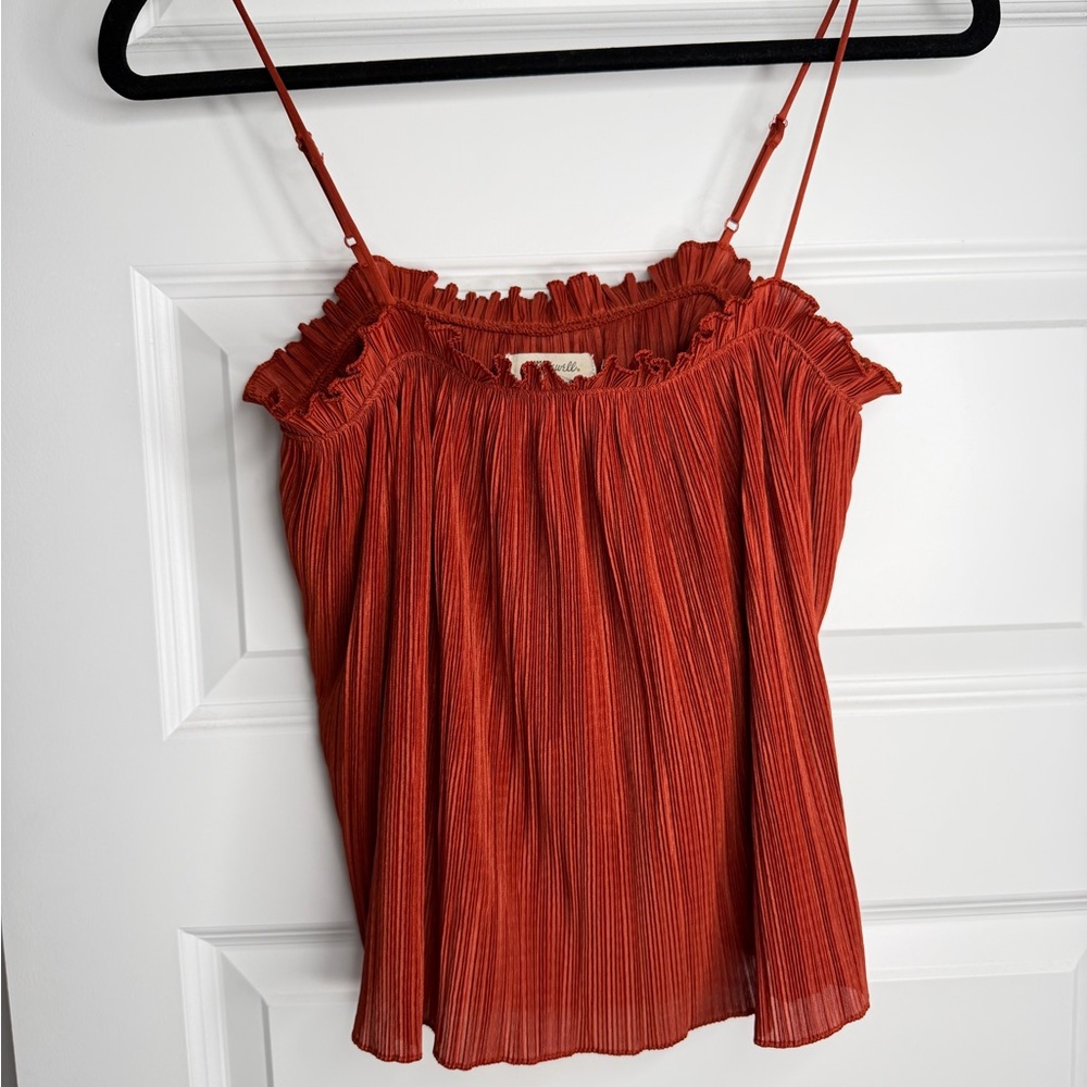 Madewell Rust Red Pleated Spaghetti Strap Cami